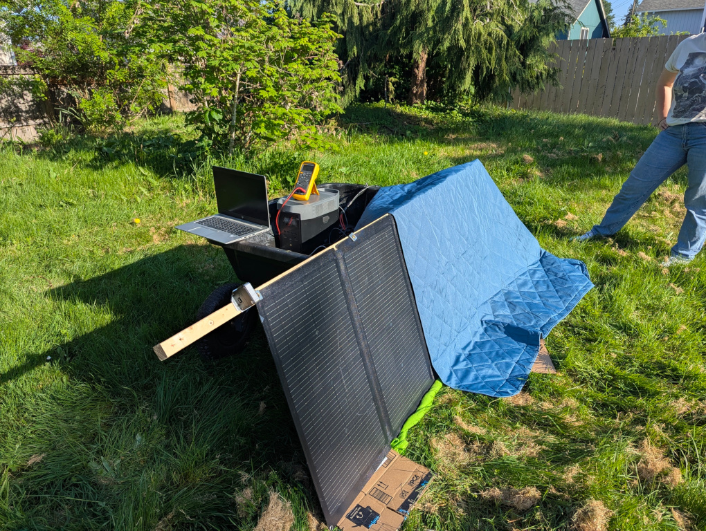 May 5 field setup with first wooden frame version